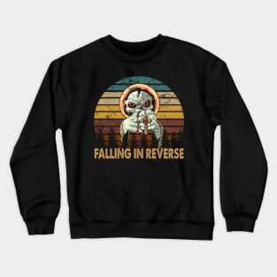 skull retro vintage falling in reverse tour text white black shirt gift fans logo text Crewneck Sweatshirt